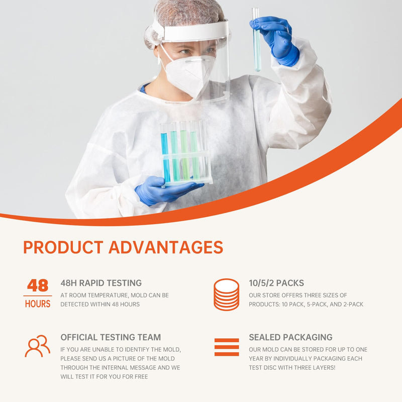 Mold Test Kit for Home Within 5 Individual Tests,Test HVAC,Home Surfaces,Indoor Air Quality Testing Kits,Skin Test,DIY Black Mold Detector Testing kit,Mold Identification Guide-Free Lab Analysis