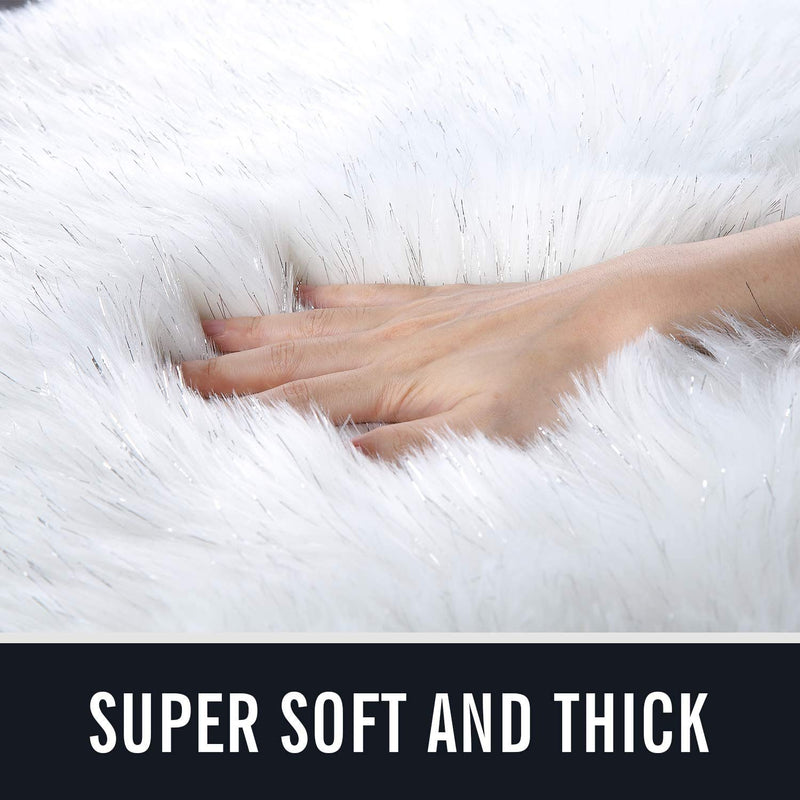 Faux Sheepskin Car Seat Cover, Fluffy Fuzzy Premium Comfortable Soft Auto Seat Cushion for Automotive Interior Accessories Universal Fits Most Car SUV Truck Minivan, Women Car Decor 1pc (White) White
