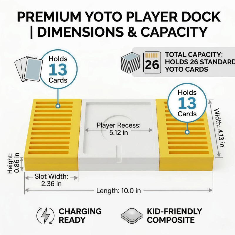 Charging Station & Card Storage Organizer Compatible with Yoto Player (3rd Gen) and Yoto Mini, Montessori-Inspired Desktop Dock with 30+ Card Slots, Space-Saving Audio Nursery Decor