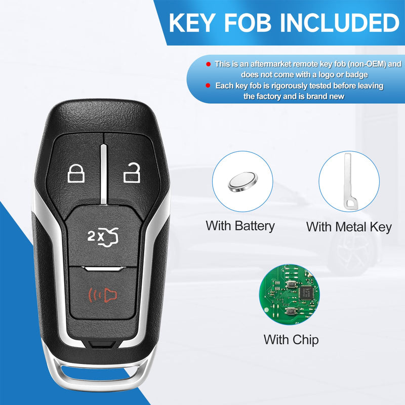 Smart Key Fob Replacement Remote fits for Ford Fusion 2015-2016 Edge Explorer 2016-2017 Mustang 2015-2017 Car Keyless Entry Remote M3N-A2C31243800 164-R8109 315Mhz 49