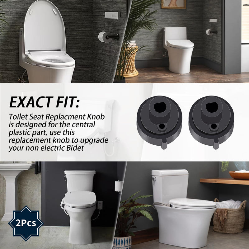 Replacement Knob(2Pcs) Compatible with Brondell Bidet Toilet Seat Non-Electric Bidet(For the center plastic section only) - Black (2) 2