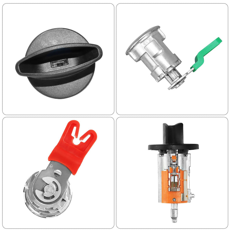 For 1997-2006 Ford Econoline, E-150 E-250 E-350 Vans Ignition Switch Lock Cylinder +4 Chrome Door Lock Cylinder Tumbler Set With 4 Clips With 2 Keys LC6177+703369 X4+597638 X2 (No Chip) LC6177+703369 X4+597638 X2 (No Chip)