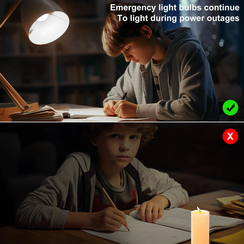 Ostwiki Rechargeable Emergency Light Bulbs 6 Pack Battery Operated Backup Light Bulbs for Power Outage Camping 9W E27 8500K Daylight Self-Charging Lamps for Home Hurricane Preparedness 8500k Cool White