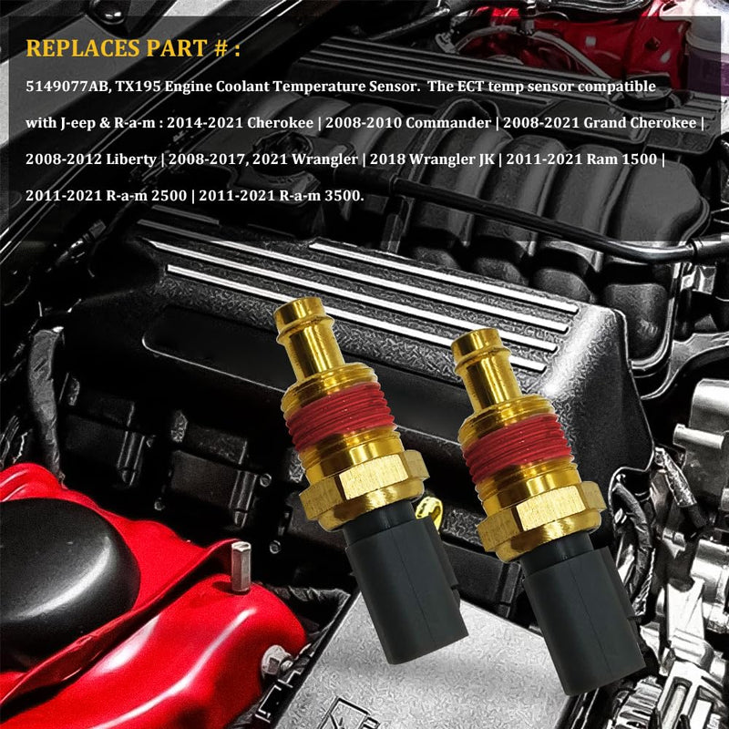 Engine Coolant Temperature Sensor, Temperature Sensor for Car, 5149077AB Automotive Replacement Coolant Temperature Sensors, Coolant Temp Sensor for Chrysler Grand Cherokee J-eep Wrangler