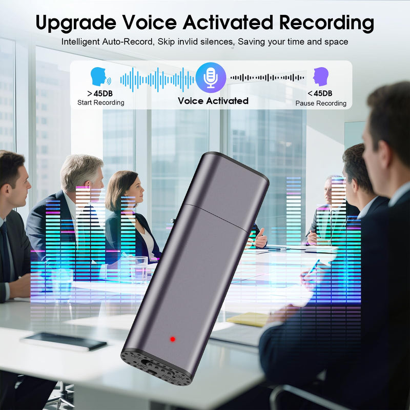 64GB Digital Voice Recorder Voice Activated Recorder USB Recording Device with Noise Reduction Rechargeable 750Hrs Small Pocket Audio Recording Devices for Lectures, Interview, Meeting, Class (Grey) Grey