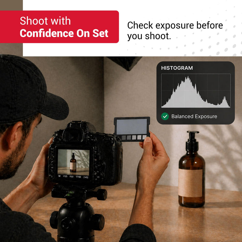 Datacolor SpyderCheckr 18% Grey Card for Photography & White Balance | Neutral grey reference plus 6-step grayscale strip for accurate exposure and tonal range checks