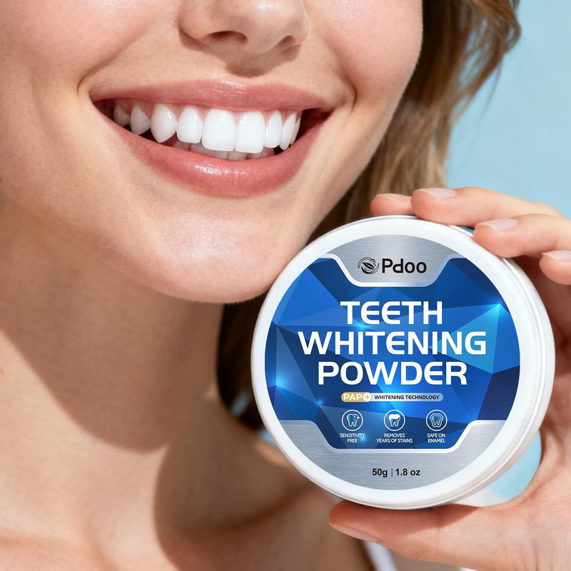 Blue Teeth Whitening Powder 50g - Brightening Tooth Powder for Instantly Whiter Smile, Natural Mint Flavor, Removes Coffee & Wine Stains, for Sensitive Teeth, Enamel Safe, Fluoride Free, Vegan Blue 1.8 Ounce (Pack of 1)