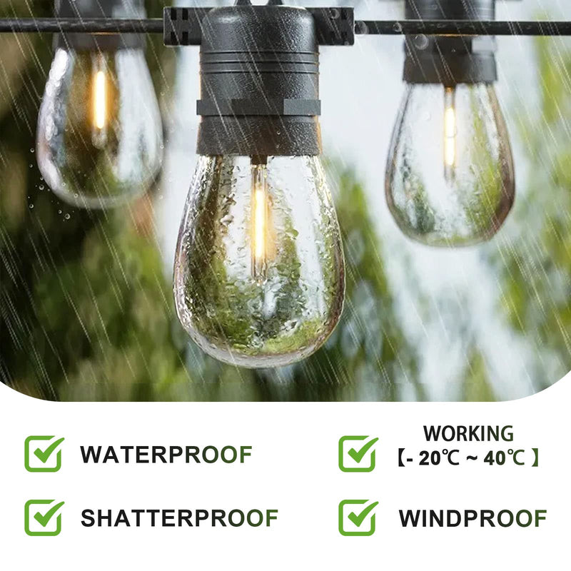 Jslinter 48-Pack LED 1W String Light Bulbs, S14 Plastic Shatterproof Edison Vintage Style Replacement 1 Watt Outdoor Light Bulbs 2200K, Waterproof, Warm White Equivalent to 11w, e26 Base 48 Count (Pack of 1) Warm-white