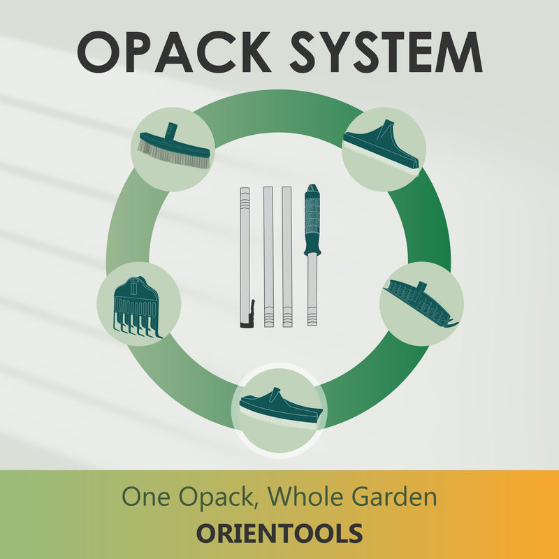 ORIENTOOLS Artificial Turf Rake, Curved Grass Rake with 4-Section Adjustable Steel Handle from 30" to 53", Hand Telescopic Brush, for Artificial Turf, Patios, Carpets, Pet Hairs and Garden Lawn Clean