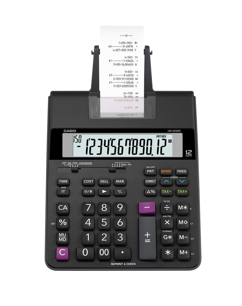 Casio HR-200RC – Desktop Printing Calculator with Dual-Color Print & 150-Step Check | Cost/Sell/Margin, Tax & Calendar | New Version of HR-150TM | Ideal for Accounting & Retail