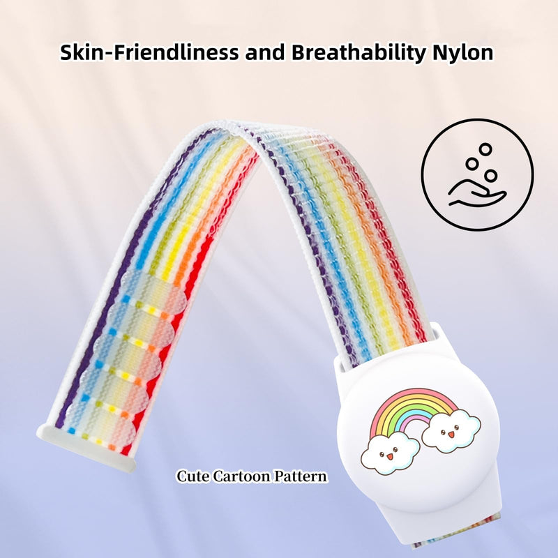 Nylon Bracelet Compatible with Airtag for Kids 2 Pack Cute Cartoon Pattern Hidden Wristband Compatible with Apple Air Tag Anti Lost Watch Bands for Child(Sunflower) Sunflower