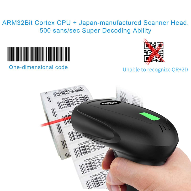 Symcode Wireless Barcode Scanner Versatile 2-in-1 (2.4Ghz Wireless+USB 2.0 Wired) Handheld Automatic 1D Laser Barcode Scanner 328 Feet Transmission Distance Rechargeable 1D Laser Bar Code Scanner Wireless Barcode Scanner 1D