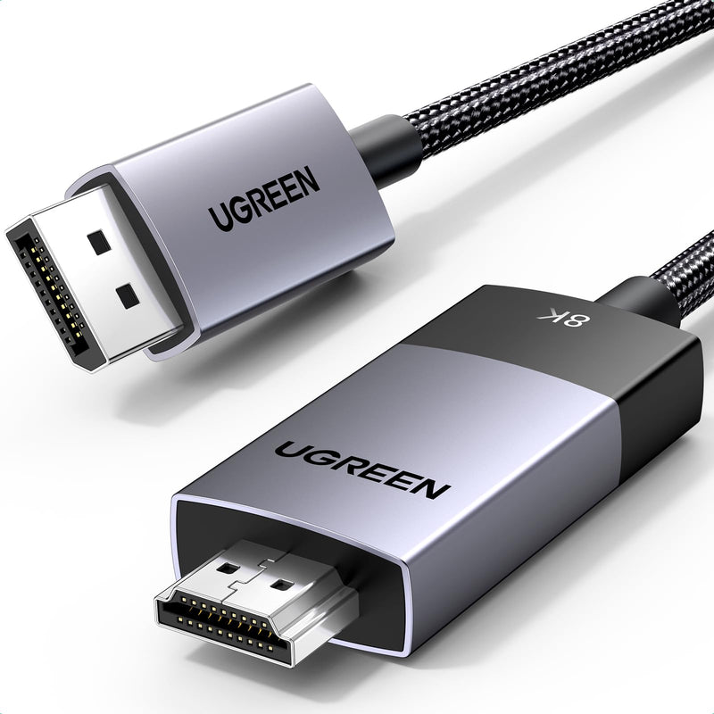UGREEN 8K@60Hz 4K@240Hz Active DisplayPort to HDMI Cable, 6.6FT | Unidirectional DP 1.4 to HDMI 2.1 Cord Support 32.4Gbps, HDR, Dolby, HDCP2.3, Compatible with Monitor AMD NVIDIA HP HDTV