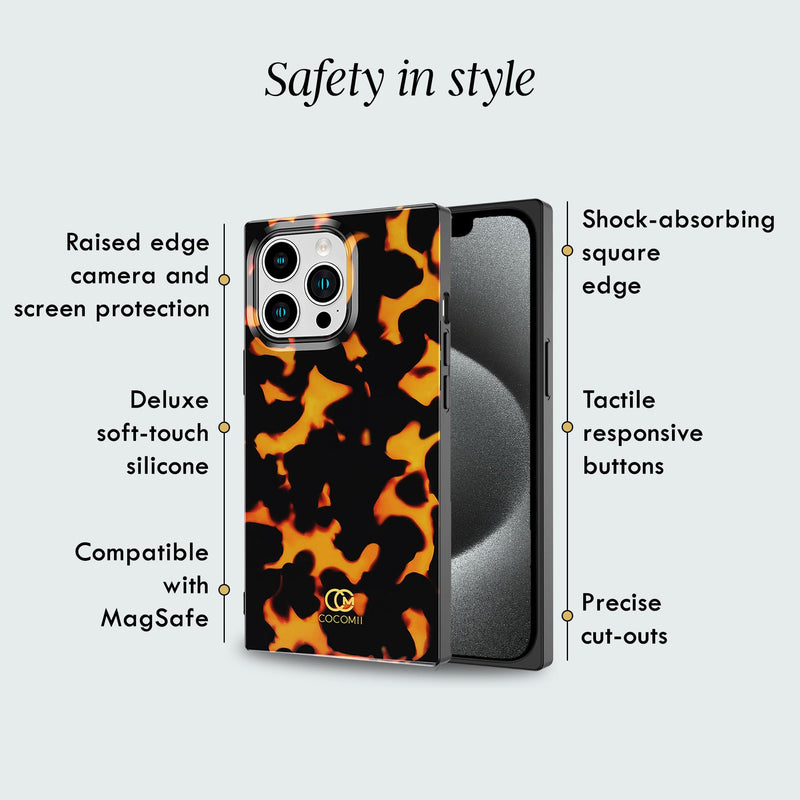 COCOMII Rectangle for iPhone 15 Pro Max Case, Tangerine Tortoiseshell | Compatible with MagSafe Wireless Charging, Shockproof 10ft Drop Protection, Camera & Screen Protection, Premium Glossy Finish iPhone 15 Pro Max (6.7")