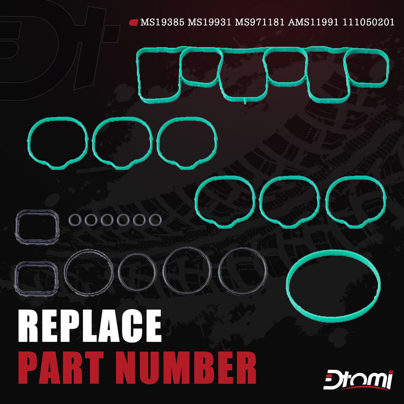 Engine Intake Manifold Gasket Set Compatible with Ford Lincoln Vehicle Edge Explorer F-150 Police Mustang Flex Taurus Transit-150 250 350, MKS MKT MKZ MKX 2011-2020 Replaces# MS97118-1, MS971181