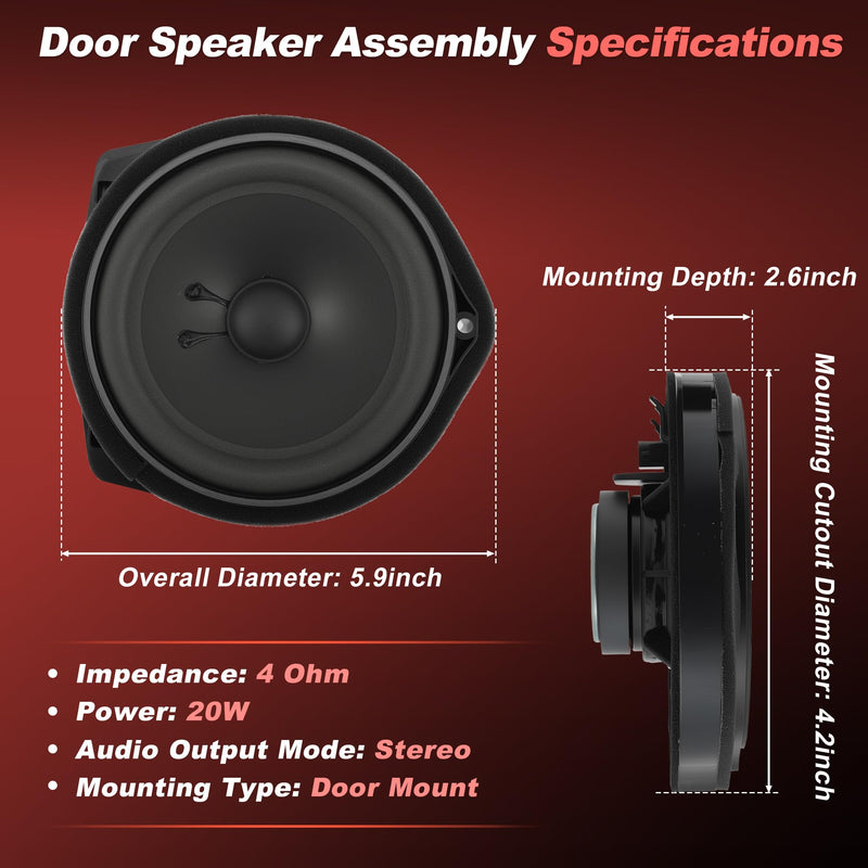 Motoforti 39120-TA0-A01 Front Door Speaker for Honda Civic 08-25 Left Right | for Honda Accord CR-V Odyssey Pilot 2008-2025, Car audio loudspeaker, Left or Right, Radio coaxial speakers
