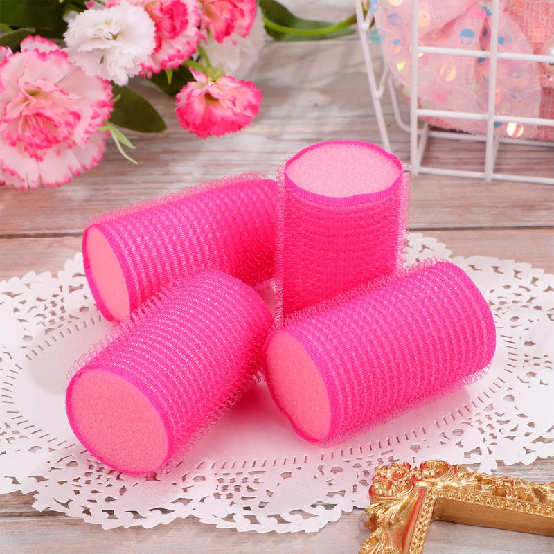 Self Grip Sponge Hair Rollers Set 8pcs Heatless Foam Curlers for Sleeping Overnight Large 36mm Volume Rollers for Women Bangs and Short Long Hair Styling Pink
