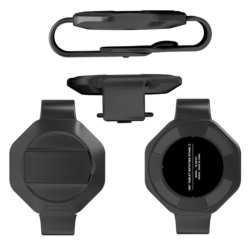 Universal Tablet Hand Strap Stand, 360° Rotatable 2-in-1 Handheld & Desktop Holder, Soft Silicone Wristband, 10KG Heavy Duty Anti Drop Mount for All Tablets,Black
