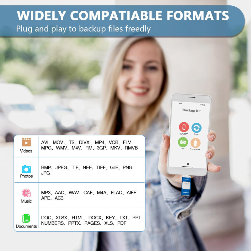 512GB Flash Drive[No App Required] Intended for Phone Tablet Androidphone and Computers, 4 in 1 Photo Stick for Phone Memory Storage Easily Backup Photos Videos（Blue） 512GB blue