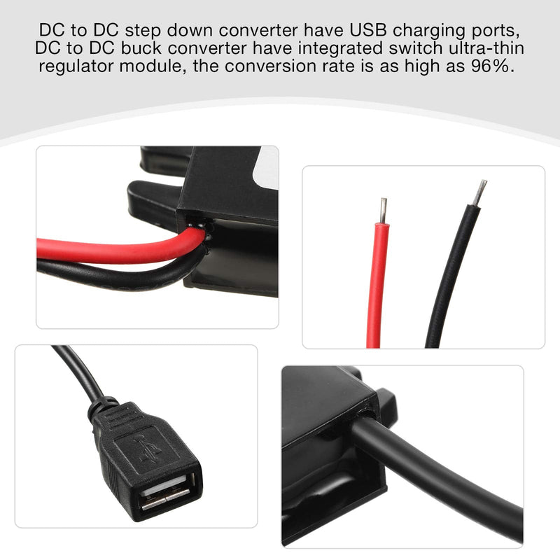 Weewooday 12v to 5v Dc Converter Buck Module USB Output Power Adapter Dc Car Power Converter Regulator(1 Piece) 1