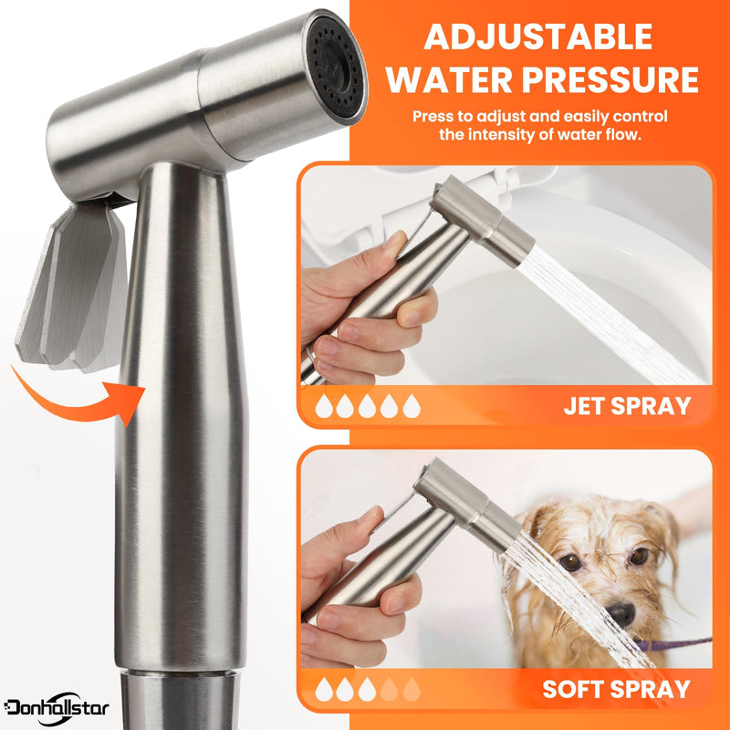 Handheld Muslim Bidet Sprayer for Toilet,Adjustable Premium Stainless Steel Muslim Shower Toilet Sprayer Set for Toilet Bathroom Wall or Toilet Mount for Feminine Wash