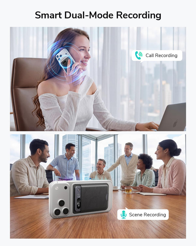 AI Voice Recorder,Unlimited Transcribe & Summarize,App Control,AI Note Taking Recording Device w/Case,Supports 152 Languages,Magsafe Voice Recorder for Calls,Meetings,Lectures,Interview,Gray