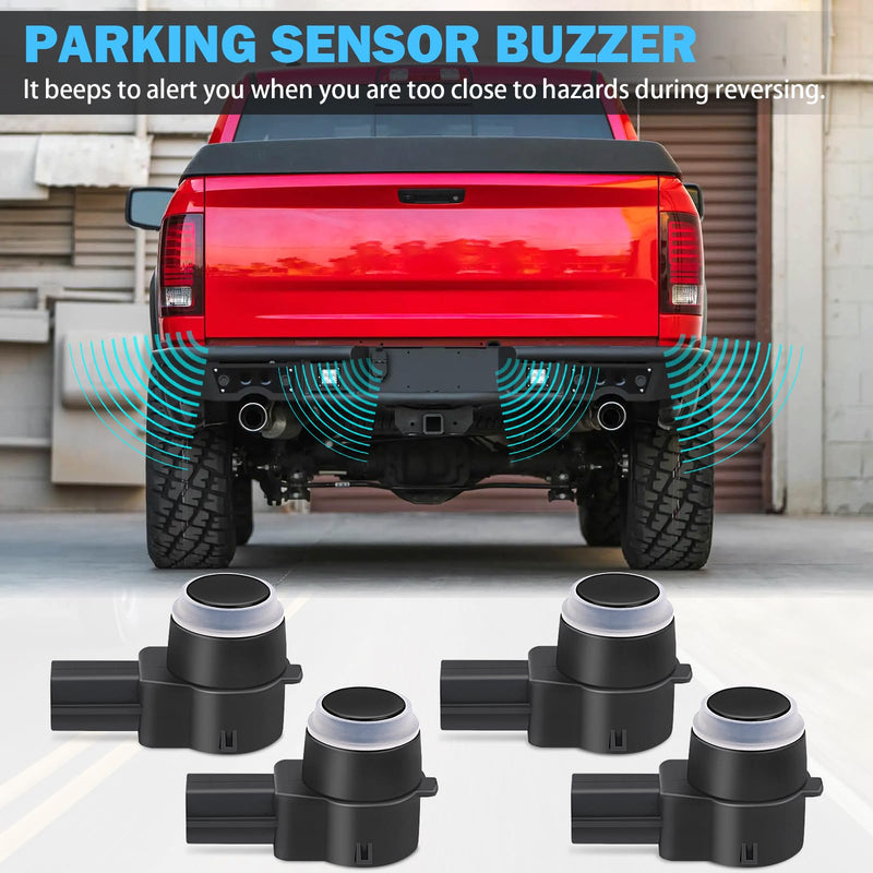 4 PCS PDC Parking Assist Sensor - Compatible with Dodge Journey, Durango, Ram 1500 2500 3500, Jeep Commander, Liberty, Grand Cherokee - Replace 1EW63TZZAA - Reverse Backup Parking Sensor