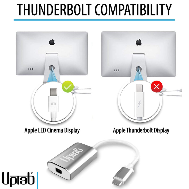 USB C to Mini DisplayPort Adapter UPTab 4K@60Hz USB-C Thunderbolt 3 to MDP Adapter with Power Port for New M4 MacBook Pro/Air, iPad Pro, Mac mini M4, iMac, and More (Silver) Silver