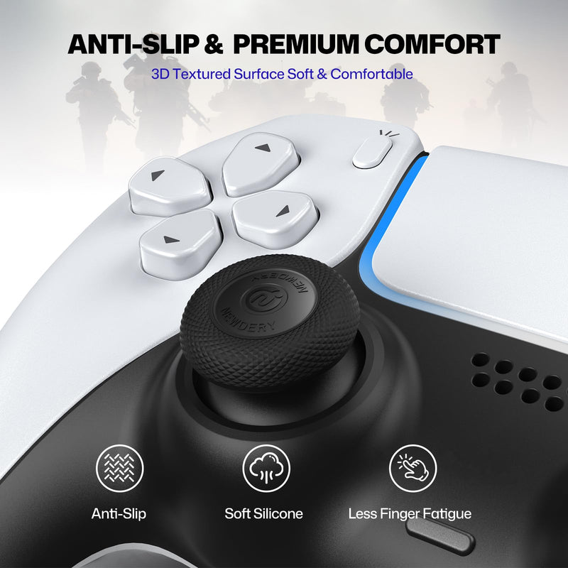 Thumb Grips for PS5/PS4 Controllers | 3 Height Options for Enhanced Precision & Control, Anti-Slip Silicone Caps, Compatible with PS5/PS4 Controllers, Black, 6PCS