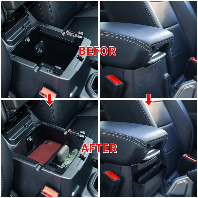 Upgraded 4 Pcs Center Console Organizer Combo Kit Interior Accessories Storage Box Para for 2018 2019 2020 2021 2022 2023 Jeep Wrangler JL JLU and Jeep Gladiator JT JTU,Gear Shift Tray Organizer (Not for JK and 2024+ JL) 18-23 JL JLU/JT JTU