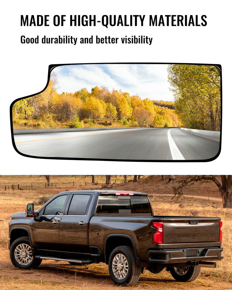 Driver Side Heated Towing Mirror Glass Fit for Chevy Silverado GMC Sierra 1500 2014-2017 & 2500 3500 2015-2017, Left Lower Convex Tow Mirror Glass with Rear Holder, Replace 23444114 TR00560