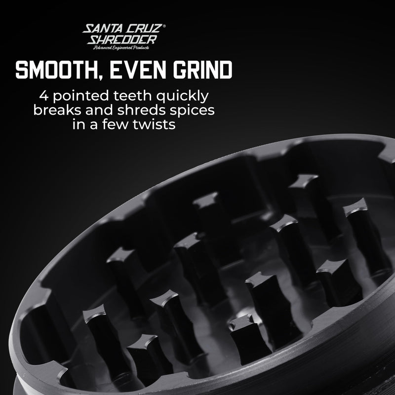 Santa Cruz Shredder Herb Grinder 3 Piece Medium 2 1/8" Superior Grip and Aluminium (Black) Black