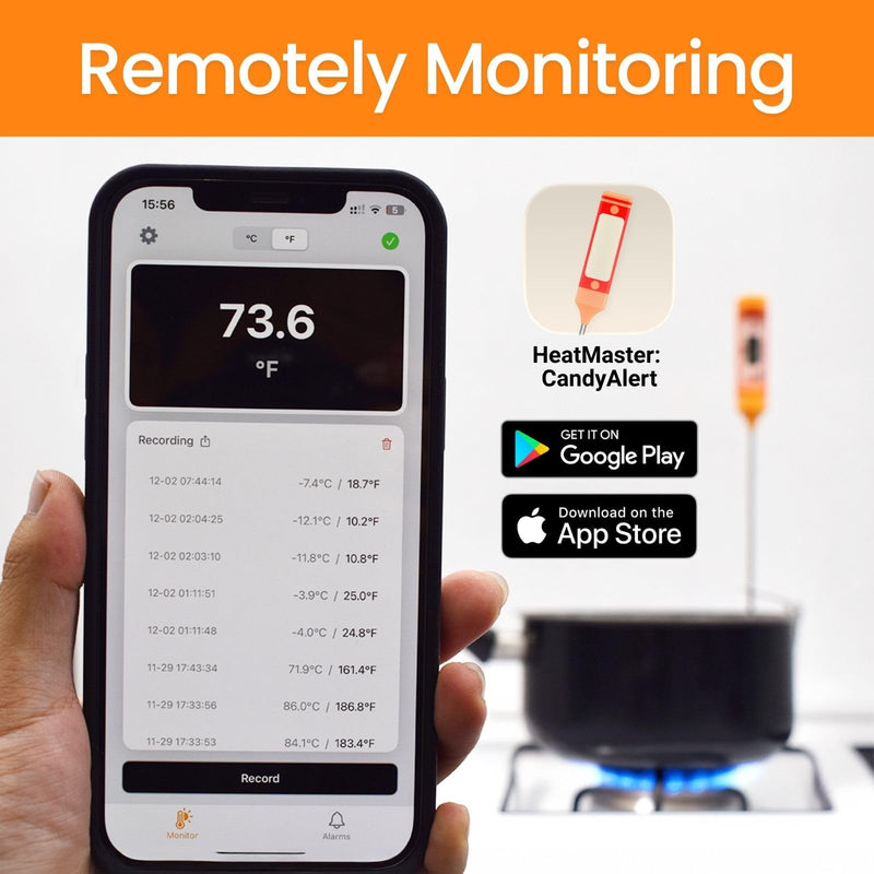 AI Bluetooth Candy & Meat Thermometer with 20+ Presets, Smart Alerts via App (Type-C Rechargeable) Digital Instant Reading for Candy Making, BBQ, Deep Frying, & Liquids, 8" Long Probe,CT180-BT Bluetooth VER