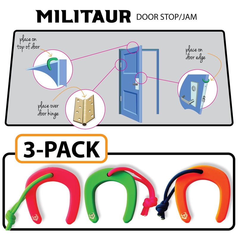 MILITAUR First Responder Door Stop (3 Pack) – Neon, Glow-in-the-Dark