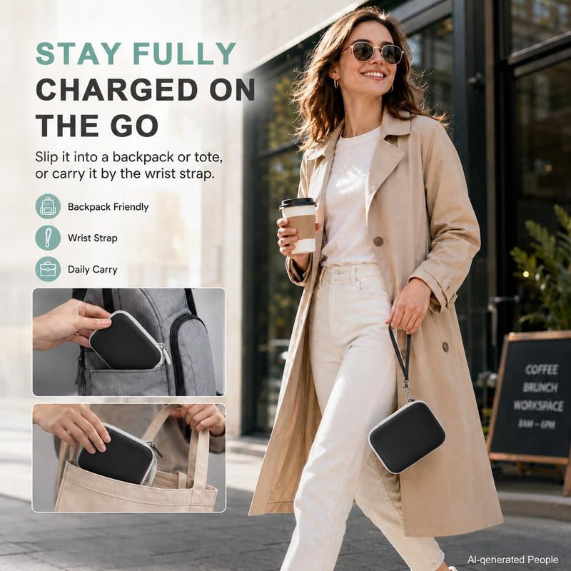 Hard Travel Case for Iseyyox for RTOPS for QUZUDN 3 in 1 Wireless Charger | for Ucomx,for SMILE Foldable Charger Station,Hard Shell,Padded Interior,Mesh Pocket,Elastic Strap,Wrist Strap Case Only Black
