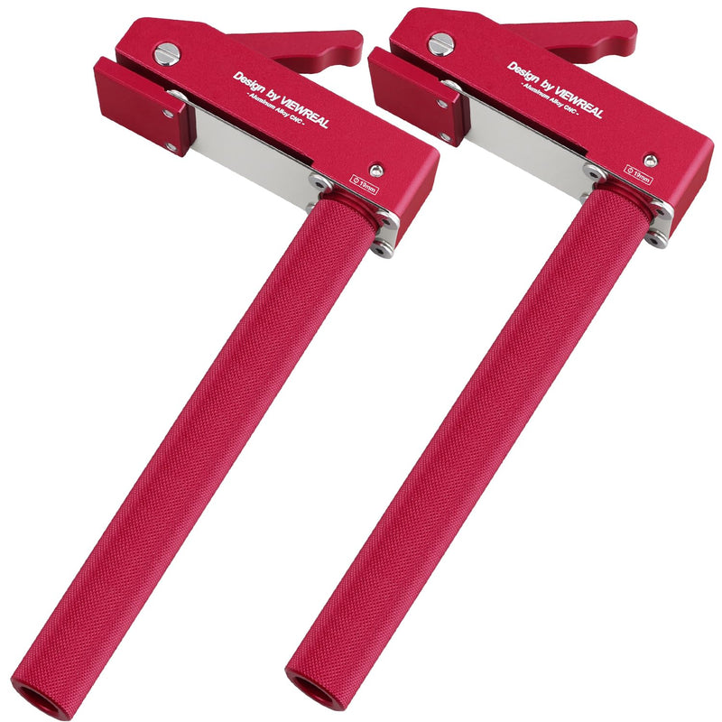 Bench Dog Clamp,3/4"(19mm) Bench Dog Hole Clamp for Woodworking, Adjustable Quick-Lock Bench Clamps for Woodworking, Non-Marring Pads, Long Handle Holdfast for MFT Table (6-Piece Set) Red