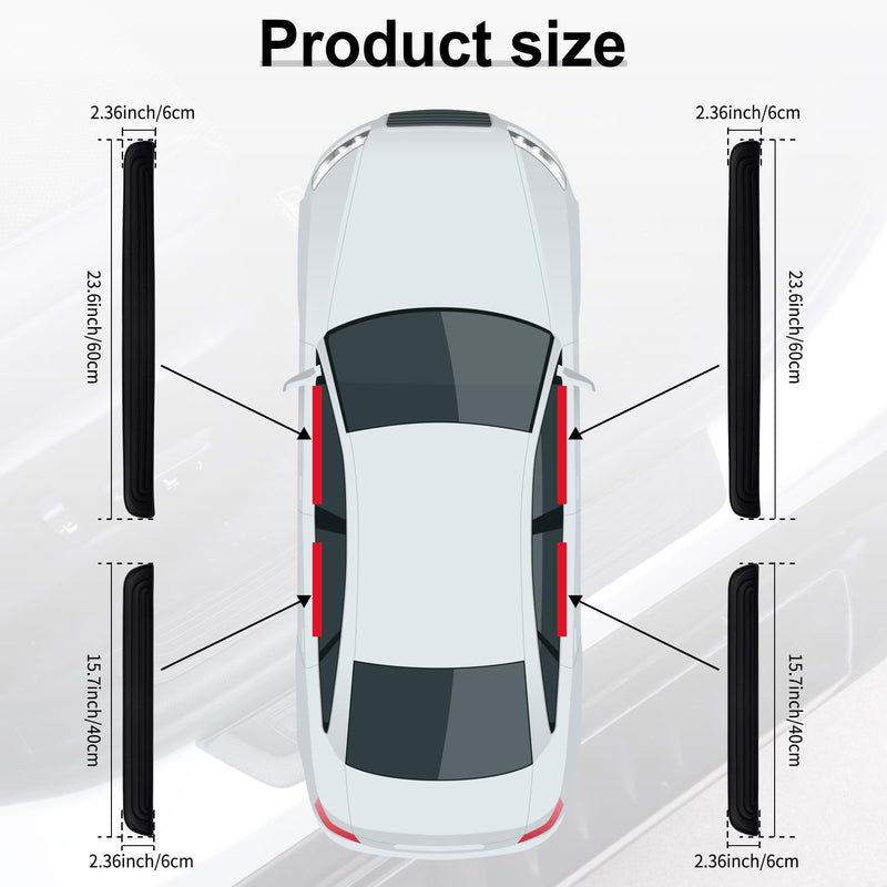 SINGARO Car Door Threshold Protection, 4PCS Door Edge Step Dust Shield Cover, Door Width 23.6x2.36inch Car/SUV Universal Rubber Scratch Resistant Exterior Accessories (Black) Black