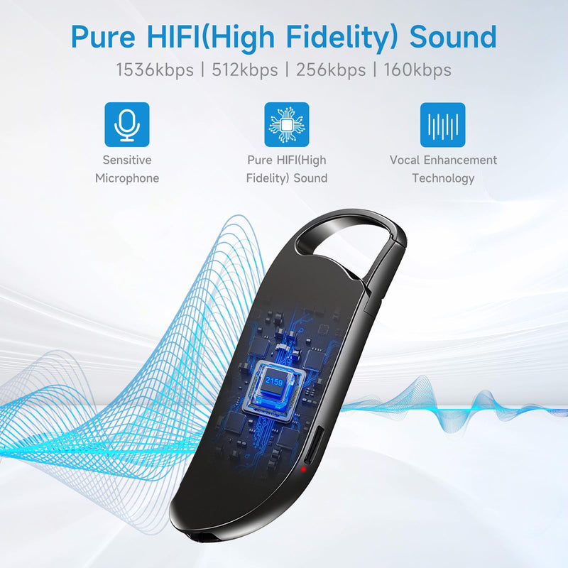 Digital Voice Recorder, XIXITPY 32GB (2450Hours) HD Clear Recording Device | AI-Intelligent Noise Reduction, Portable, 30Hrs Battery, Voice Activated, One-Touch, USB C, Meeting Lecture Class Interview