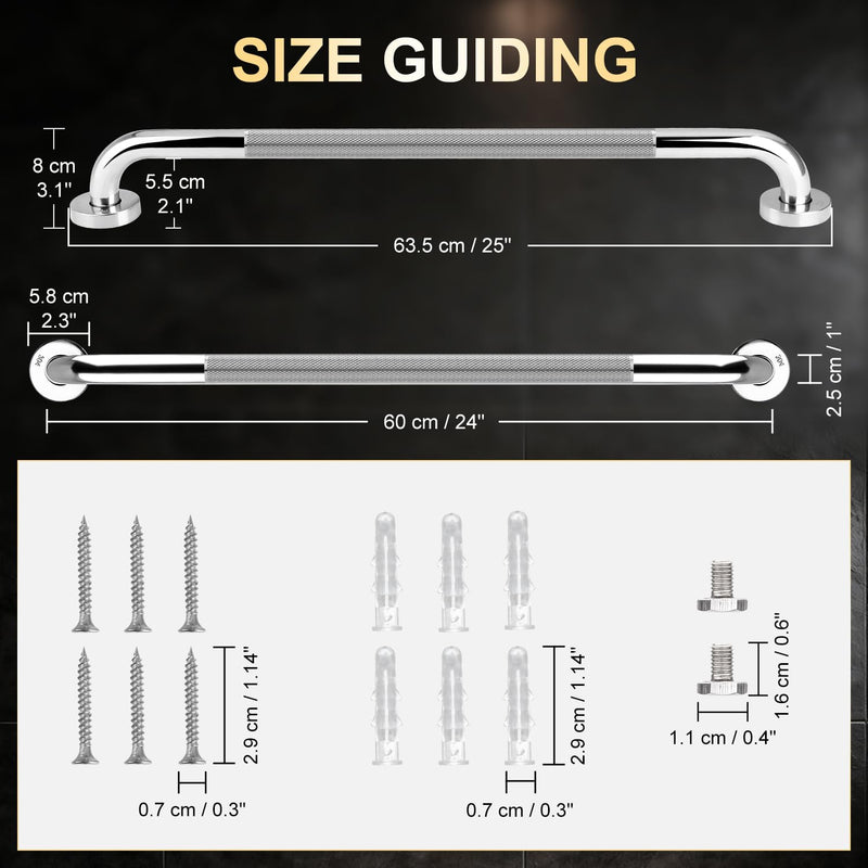 supregear Grab Bars for Bathtubs and Showers, Anti Slip Bathroom Grab Bars for Seniors, 304 Stainless Steel Safety Shower Handle, Toilet Handicap Elderly Assist Bathroom Wall Handle, 24 inch