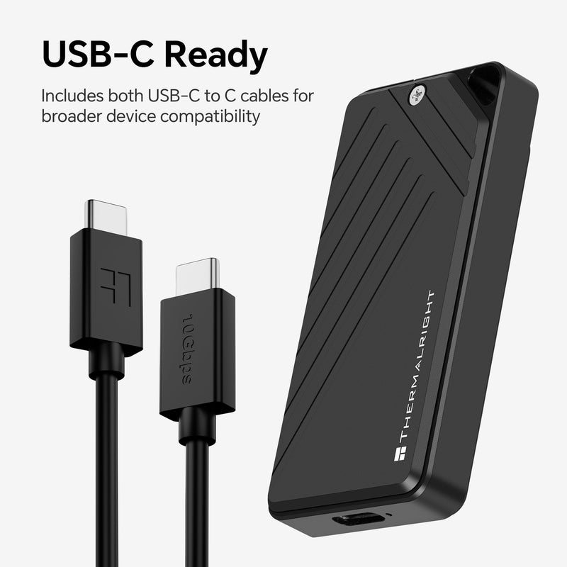 Thermalright HR-EP101 M.2 NVMe SSD Enclosure, 10Gbps USB-C | Pocket-size 10Gbps USB-C M.2 NVMe enclosure for 2230/2242 SSDs, with aluminum body, lanyard cutout, and 1-year warranty
