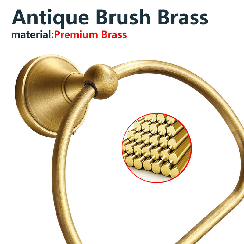 Antique Toilet Paper Holder Towel Ring,Brass Stainless Steel Hand Towel Holder Tissue Roll Holder,Hand Towel Holder Roll Paper Hanger Bathroom Hardware Wall Mounted Vintage 2 Pieces Brass 2