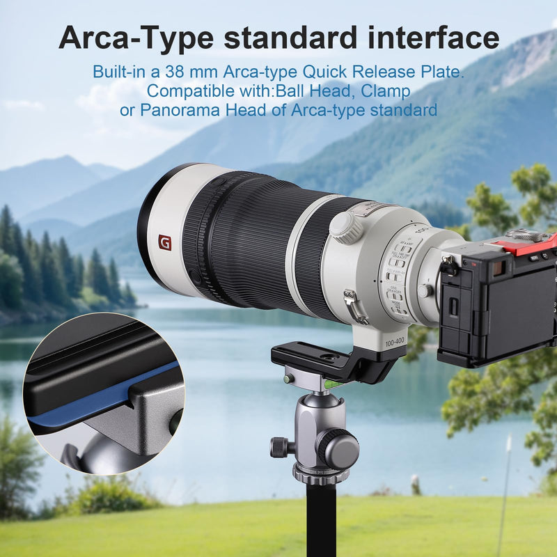 Haoge Lens Collar Replacement Foot for Sony FE 100-400mm F4.5 GM OSS Lens Built-in Arca Type Quick Release Base Support Plate LF-S140