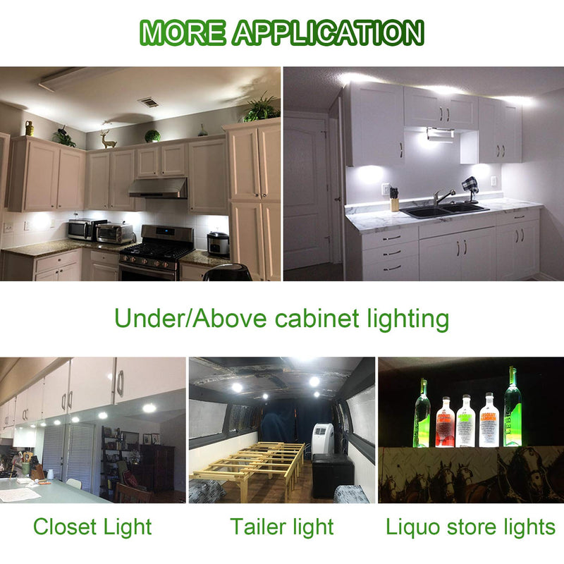 AIBOO Under Cabinet LED Black Cover Puck Lighting Kit with Touch Dimmer Switch for Kitchen Cupboard Closet Lighting (6 Lights,Warm White) 2700K Warm White