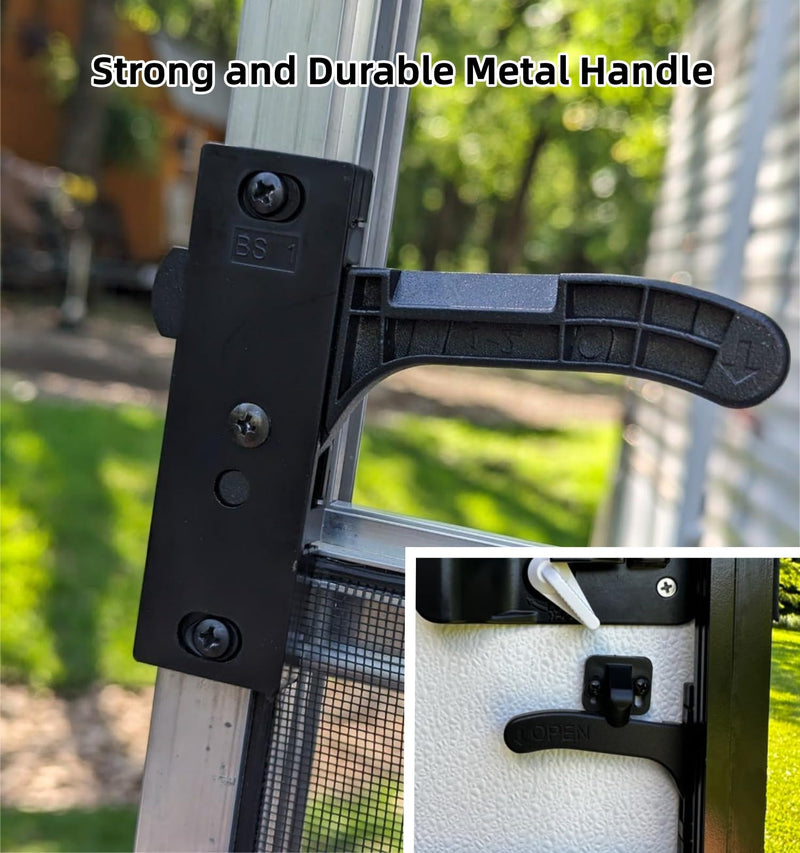 Metal RV Screen Door Latch Right Hand Handle Replacement Kit for Camper, Motorhome, Travel Trailer (Passenger Side)