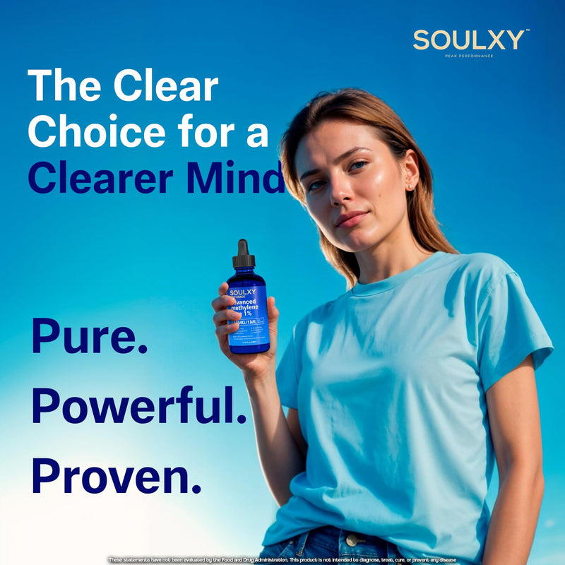 Advanced Methylene Blue 1% USP Pharmaceutical Grade - Methylene Blue Drops 99.9% Pure Solution for Balance, Clarity, Focus and Cellular Support - Vegan, Non-GMO, Dye Free 10 mg / 1 ml - 60 ml