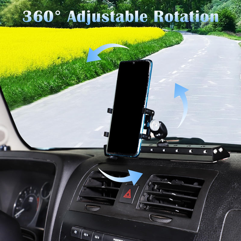PIUGILH Car Instrument Panel Track Mobile Phone Holder Trim for Hummer H3 2005-2009 Central Control Air Vent Multifunctional Mobile Phone Holder,Black,1PCS