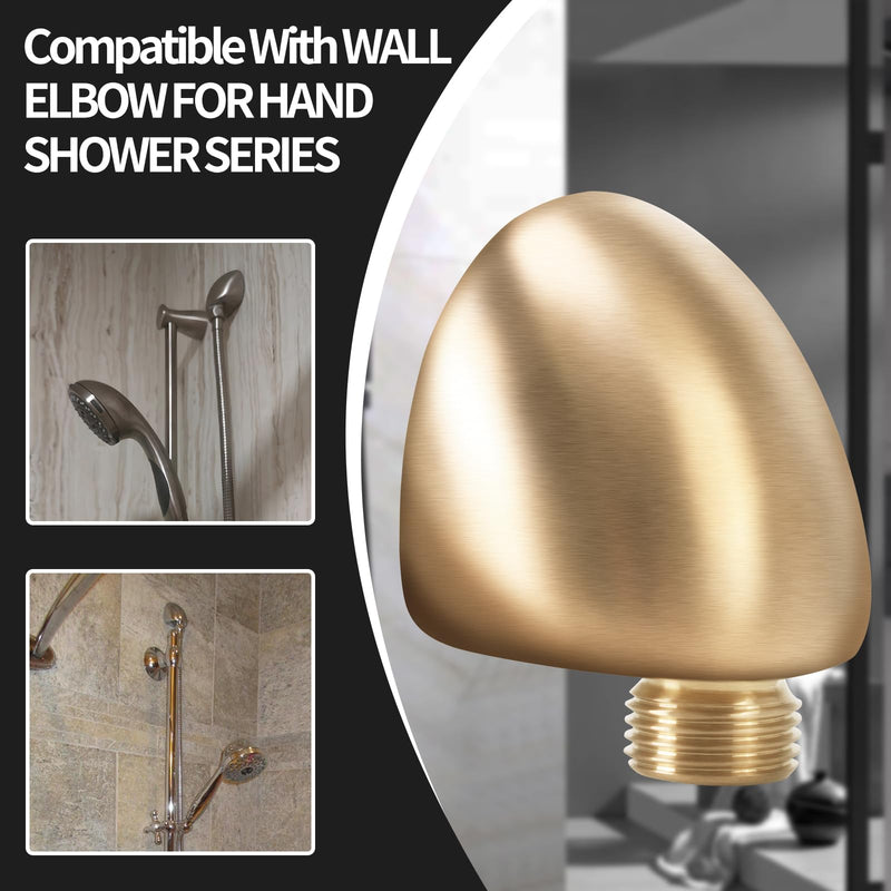 50560-CZ-PR Wall Supply Elbow For Hand Shower Elbow Adapter,Water Supply Elbow For Hand Shower,Wall-Mount Supply Wall Elbow For Hand Held Shower Elbow Adapter,Lumicoat Champagne Bronze