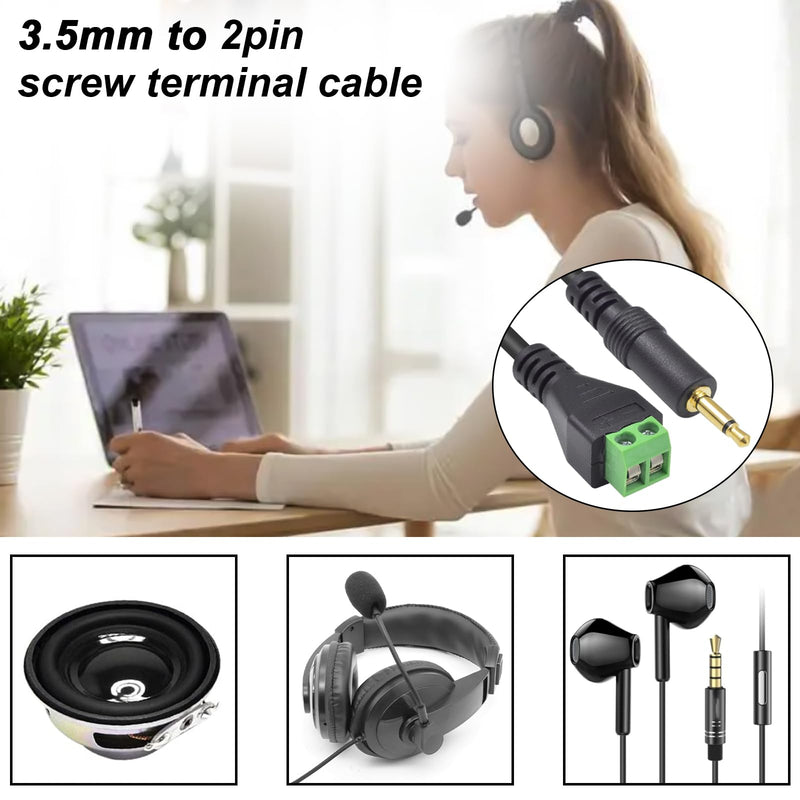 Poyiccot 3.5mm (1/8") TS Mono Male to 2 Pin Screw Terminal Female Headphone Balun Solderless Converter Adapter Cable 30cm (3.5mm M/ 2pin) 3.5mm to 2 pin screw terminal