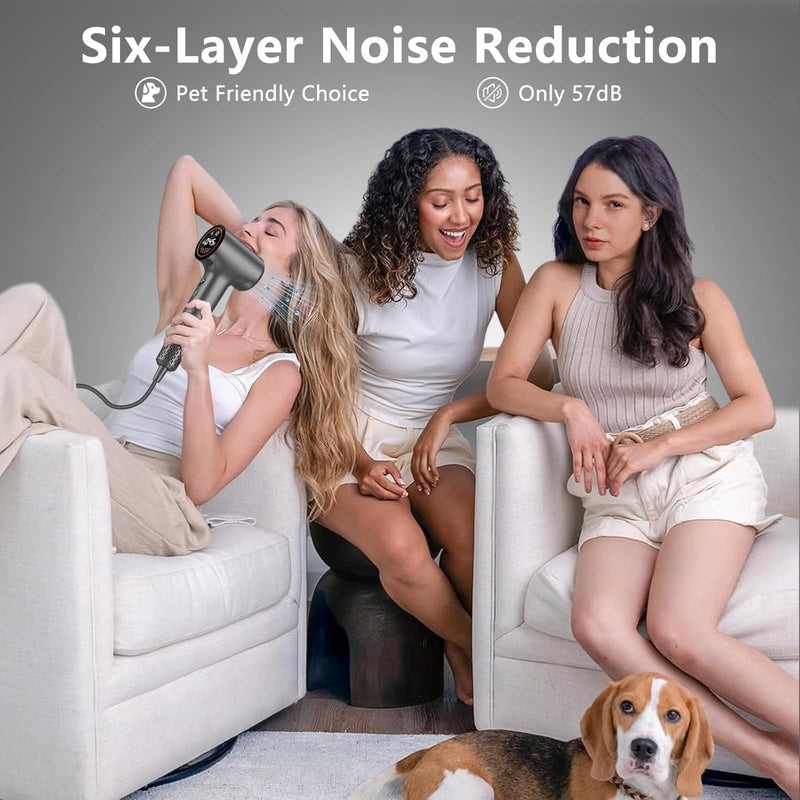 TQQ Hair Dryer, 400 Million Plasma Ionic Hairdryer, 110, 000 RPM High Speed Brushless Motor Blow Dryer for 2min Fast Drying, 57dB Low Noise Travel Hairdryers for Women and Men Charcoal Gray