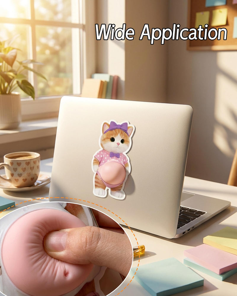 3D Shiba Inu Dog Belly Stickers, 3 Pairs Dimensional Belly Anti-Collision Sticker, Cat Belly Stickers, Super Soft Silicone Anti-Collision Sticker for Phones, Notebook, Walls and Doors (Pink-2)